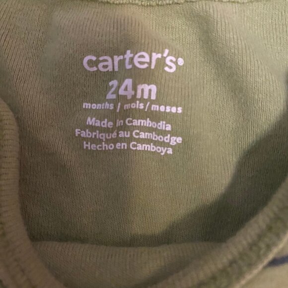 Carter’s Green Bear Print Baby Bodysuit 24M – Unisex Cotton One-Piece - Picture 6 of 7